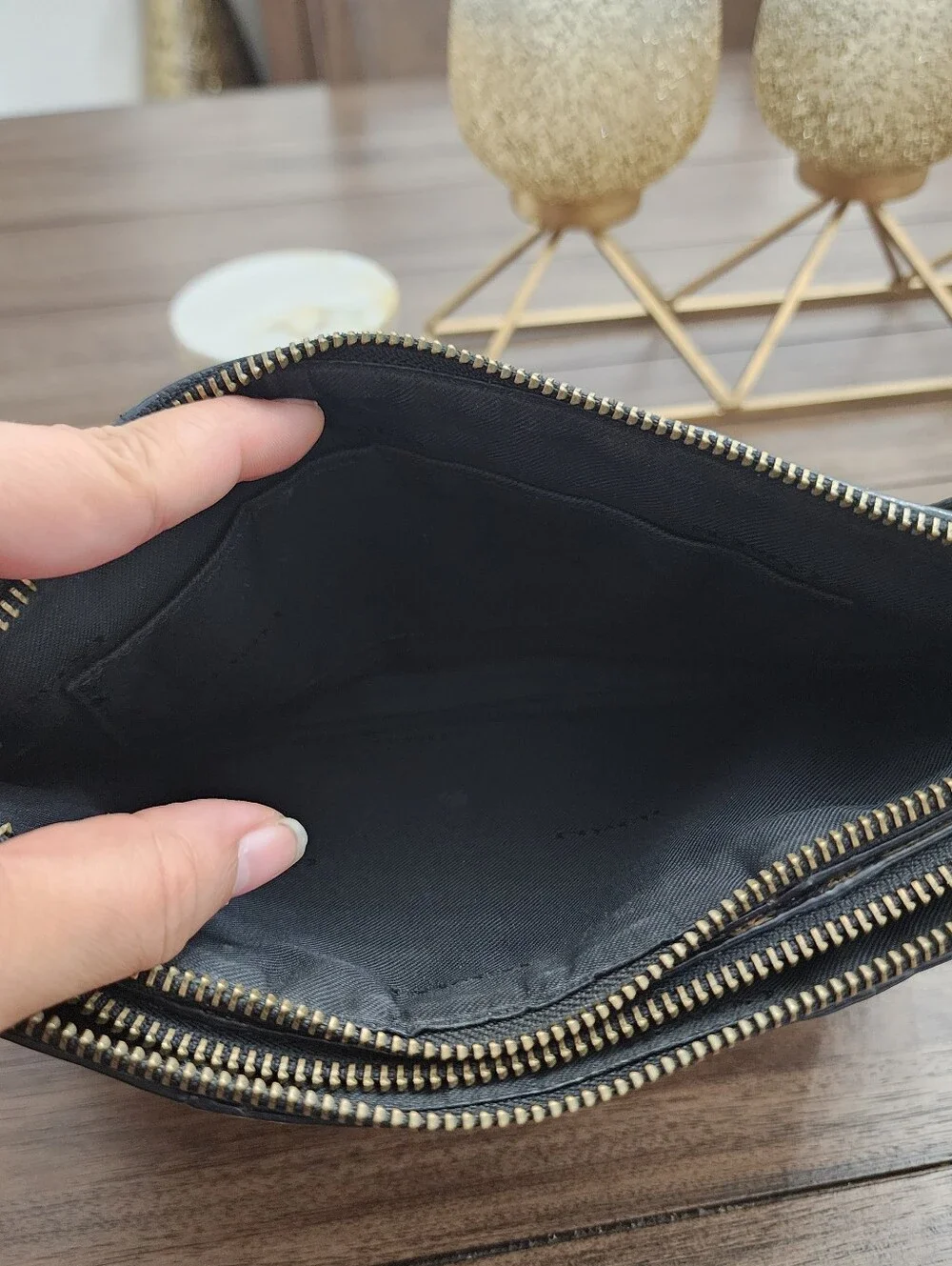 Coach Leather Clutch Crossbody - Black & Tan